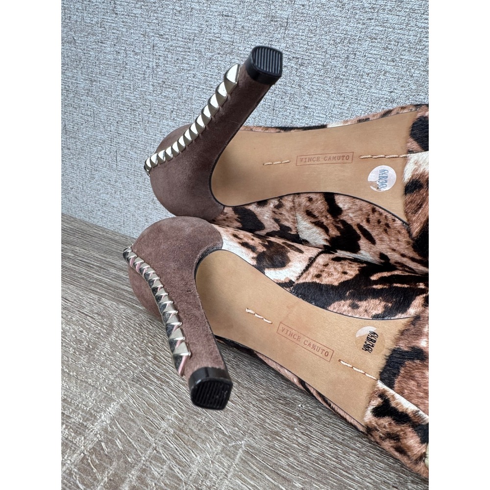 Vince Camuto Deba Leopard Calf Hair Platform Pumps Studded Heel 6.5 M - Picture 9 of 12